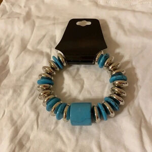 - Turquoise & Silver Chunky Bracelet